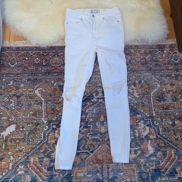 Free People Denim - FP Busted knee white jeans